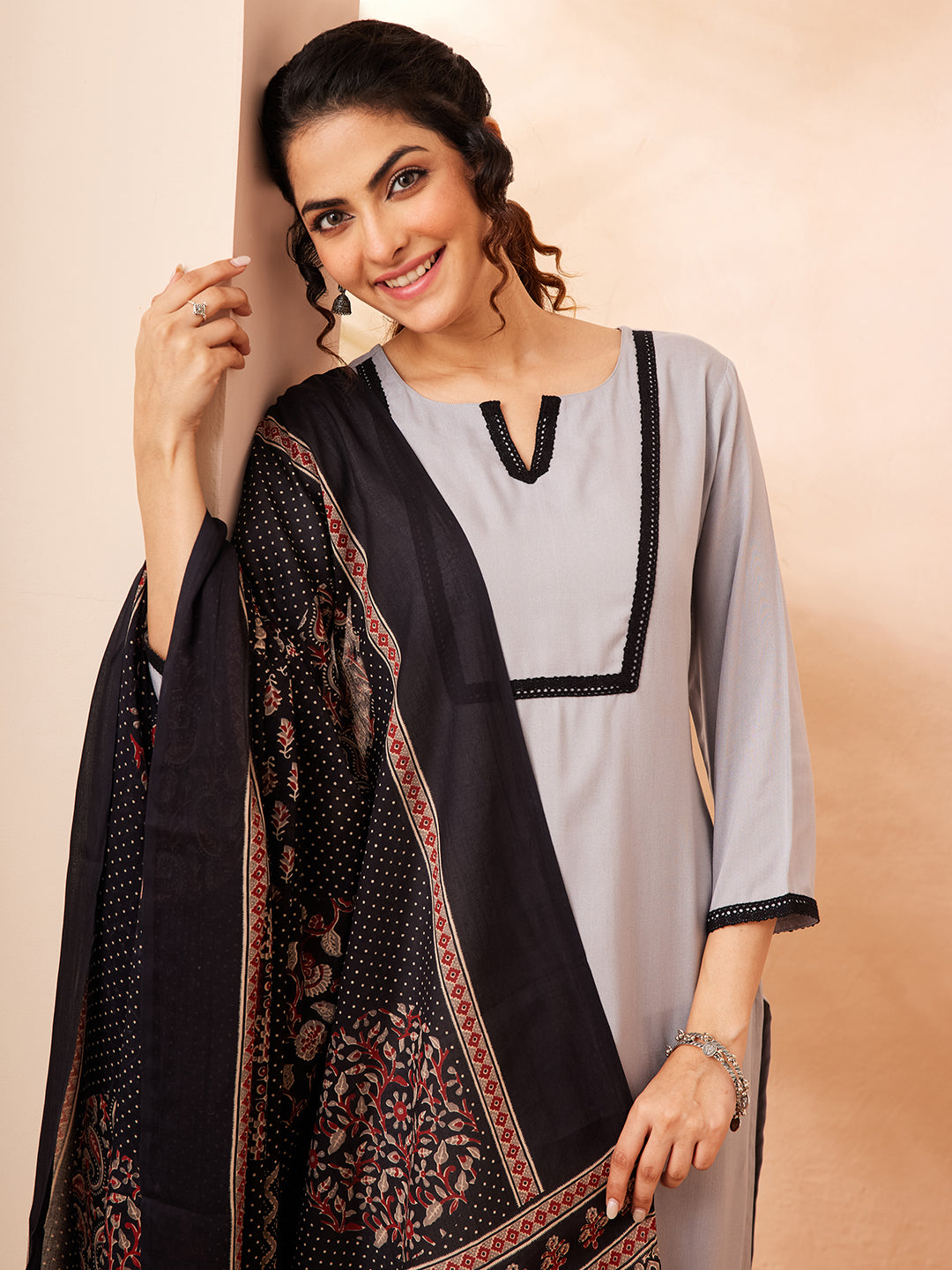 Grey 3-Piece Kurta Set
