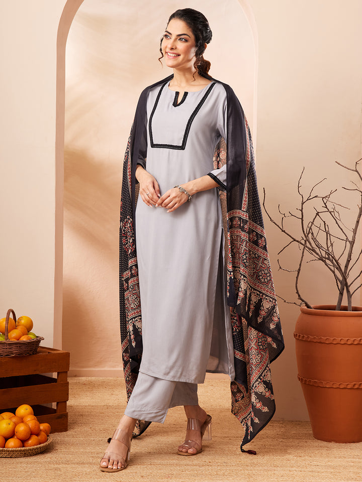 Grey 3-Piece Kurta Set