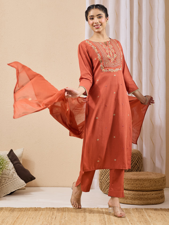 Red 3-Piece Kurta Set
