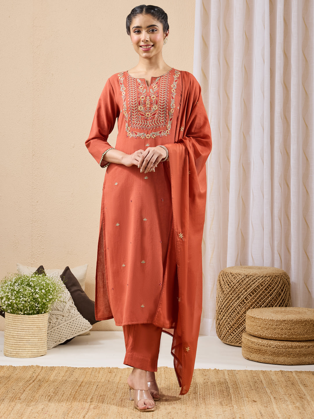 Red 3-Piece Kurta Set