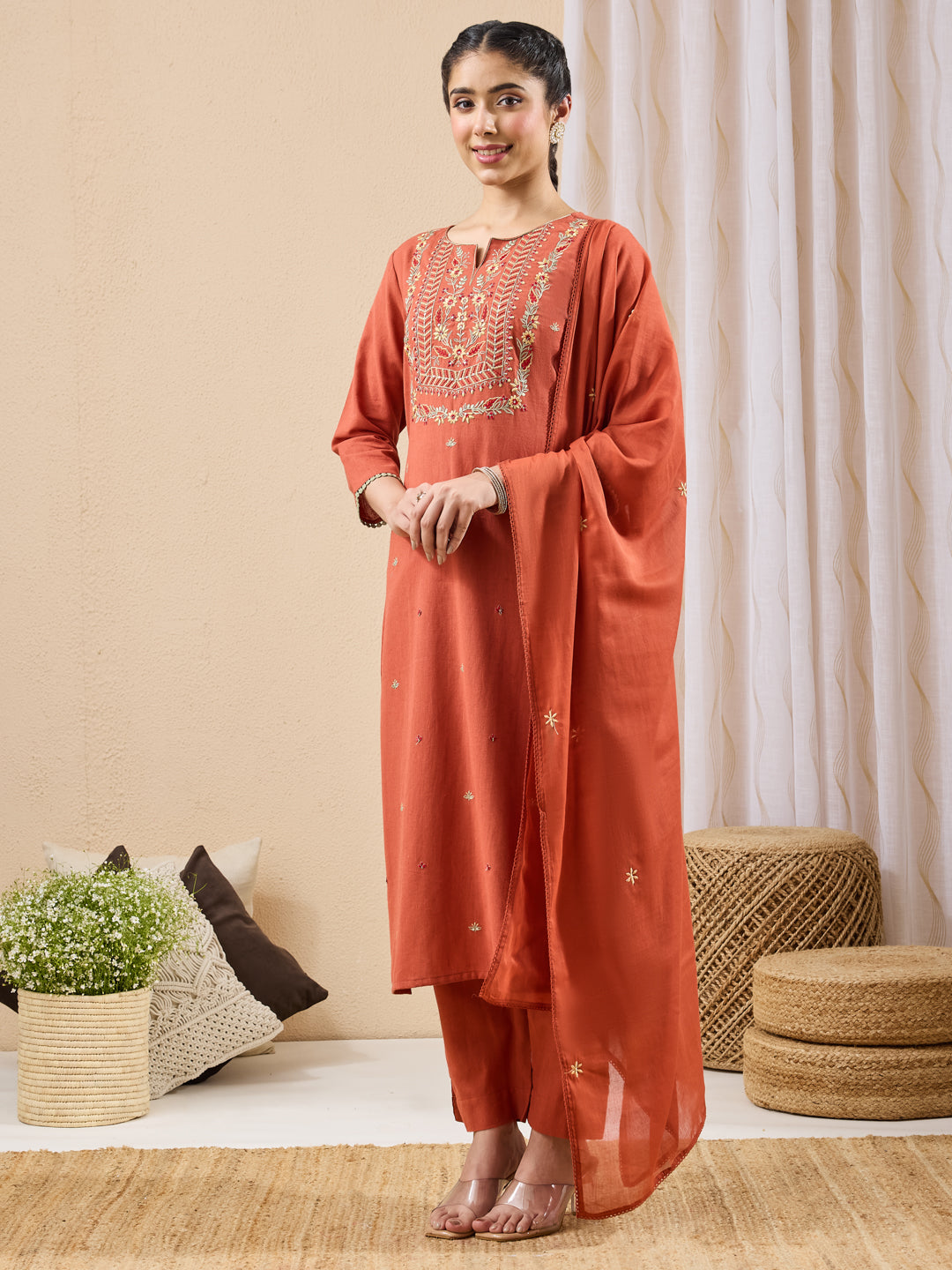 Red 3-Piece Kurta Set