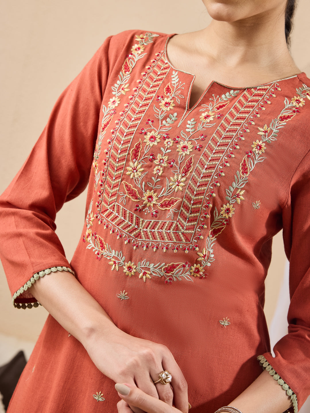 Red 3-Piece Kurta Set
