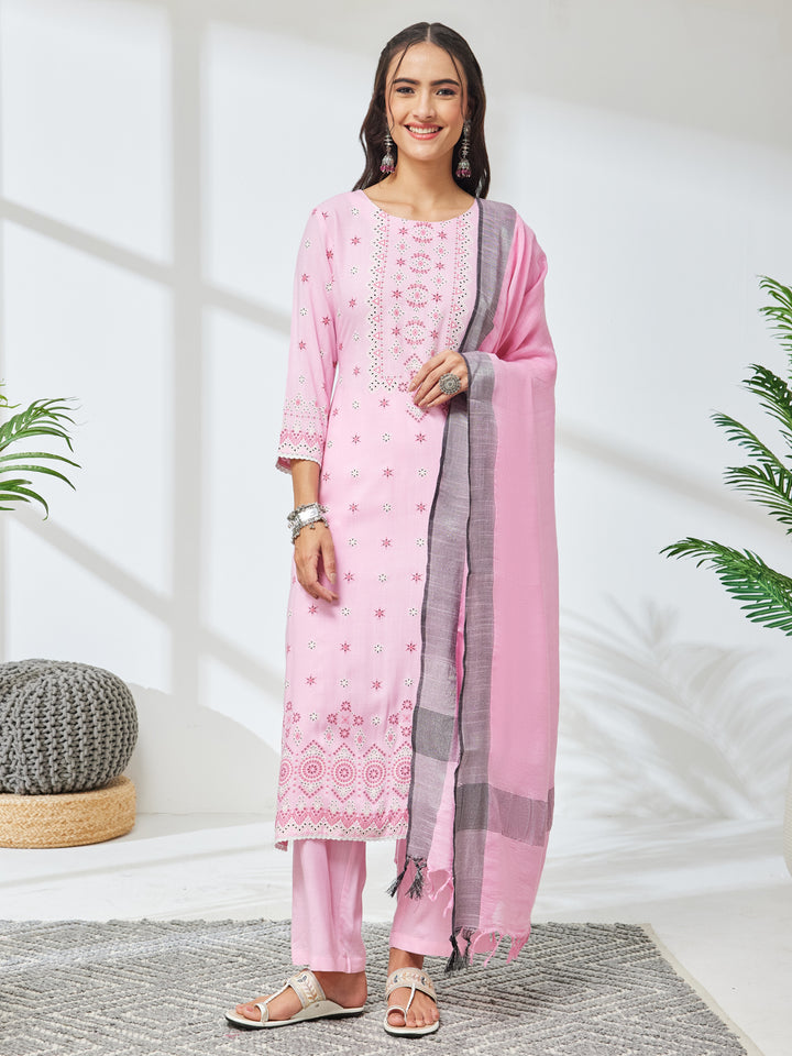 Pink 3-Piece Kurta Set