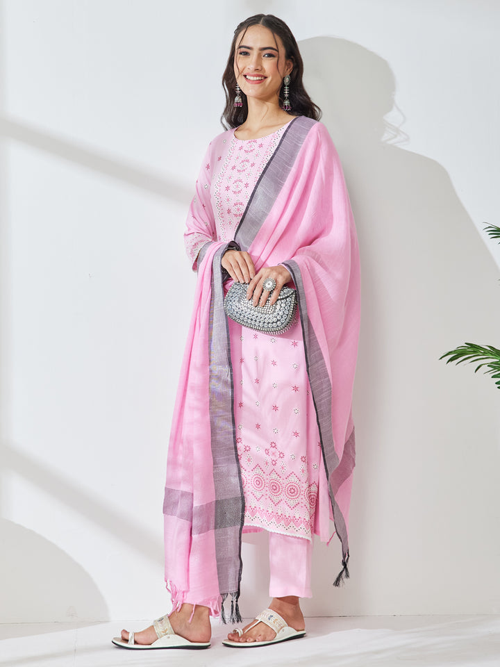 Pink 3-Piece Kurta Set