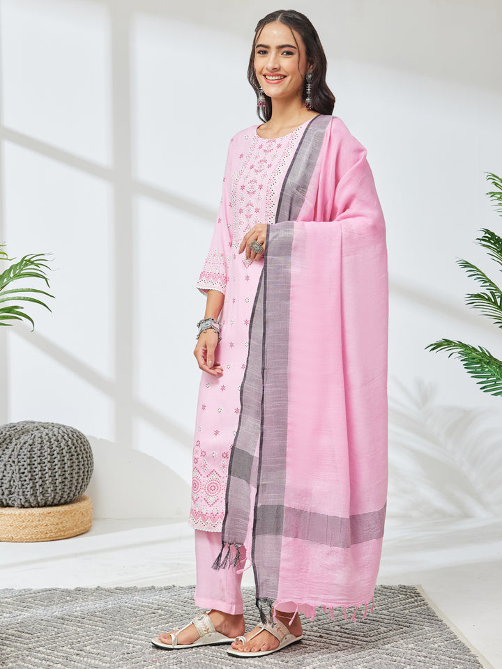 Pink 3-Piece Kurta Set
