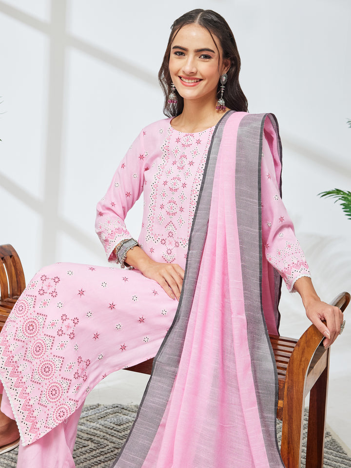 Pink 3-Piece Kurta Set