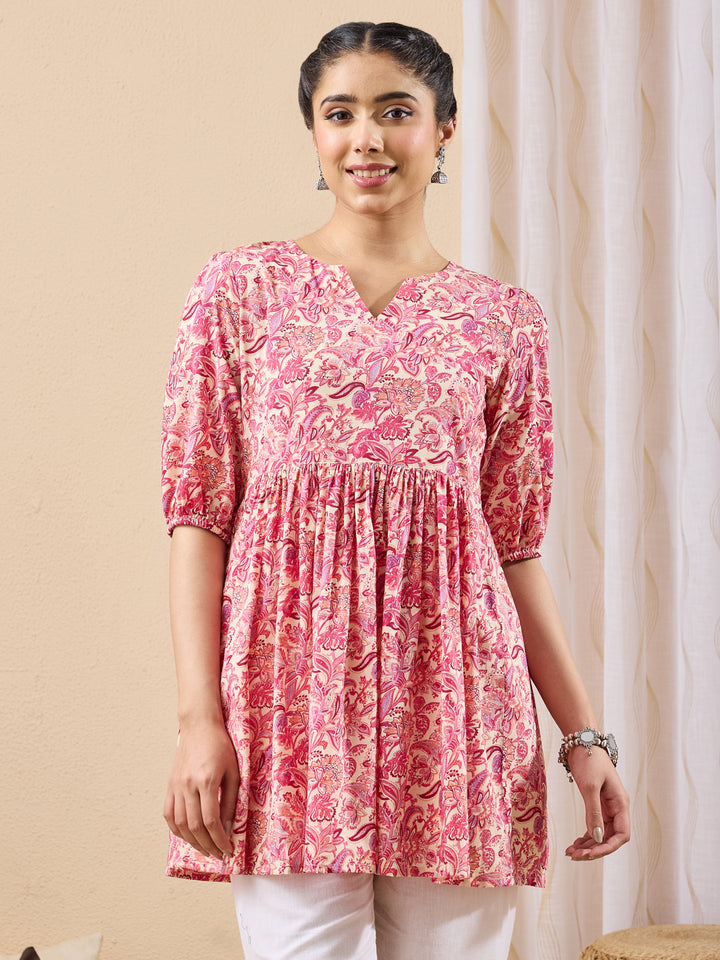Pink Floral A-Line Tunic