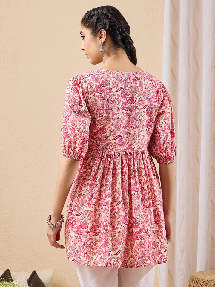 Pink Floral A-Line Tunic