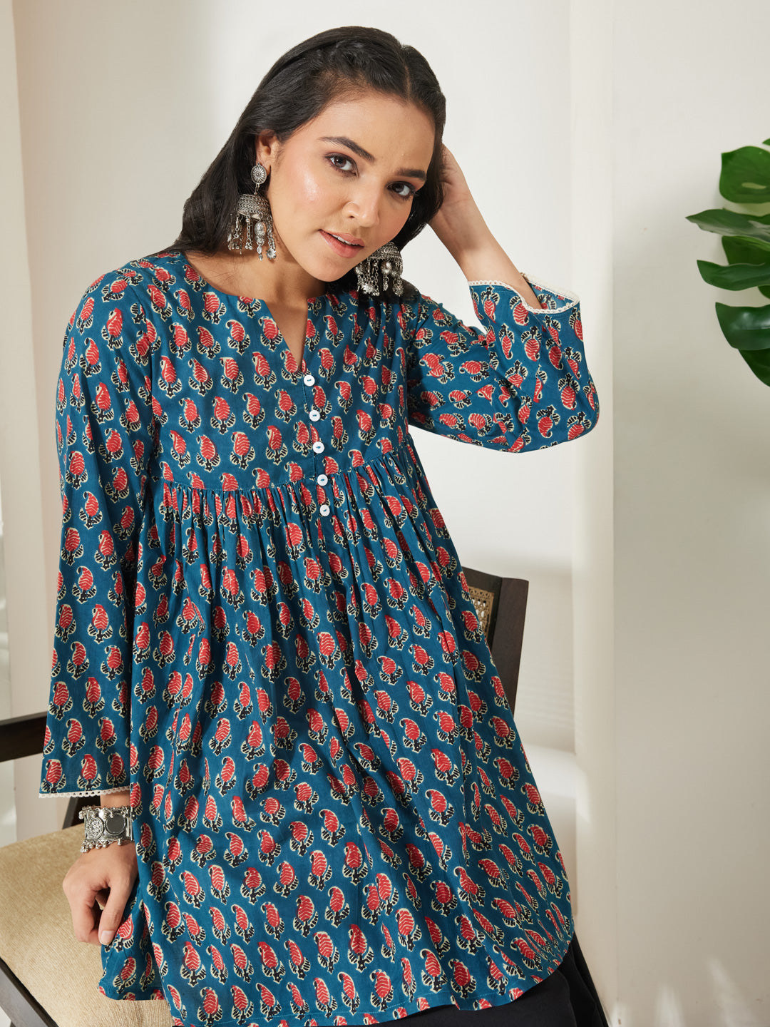 Teal Paisley A-Line Tunic