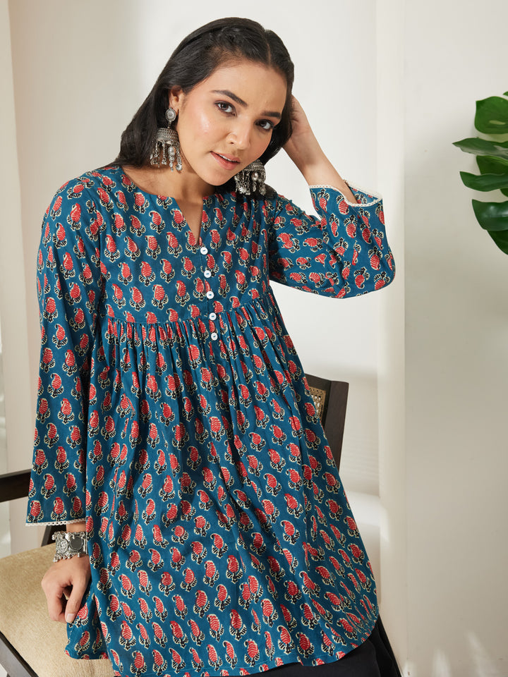Teal Paisley A-Line Tunic
