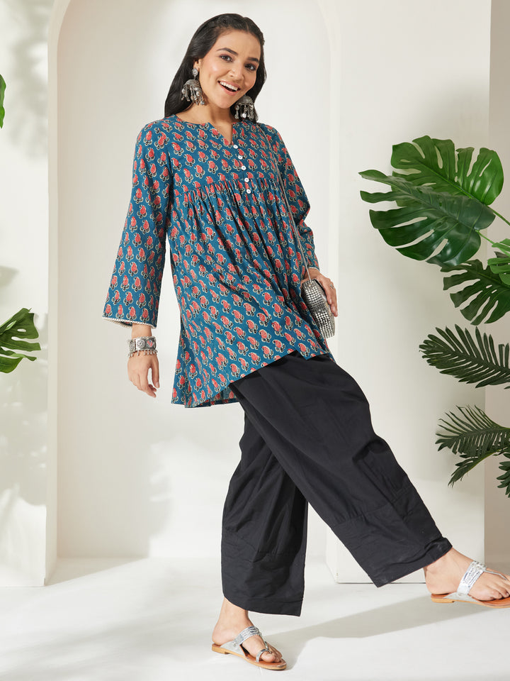 Teal Paisley A-Line Tunic