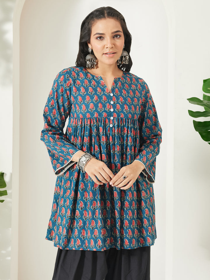 Teal Paisley A-Line Tunic