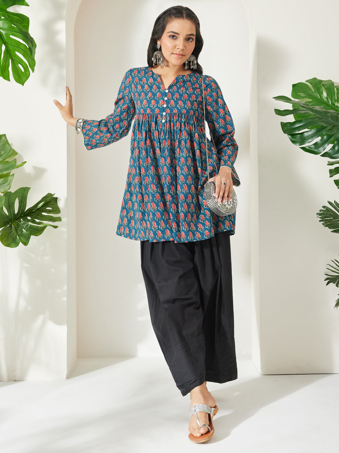 Teal Paisley A-Line Tunic