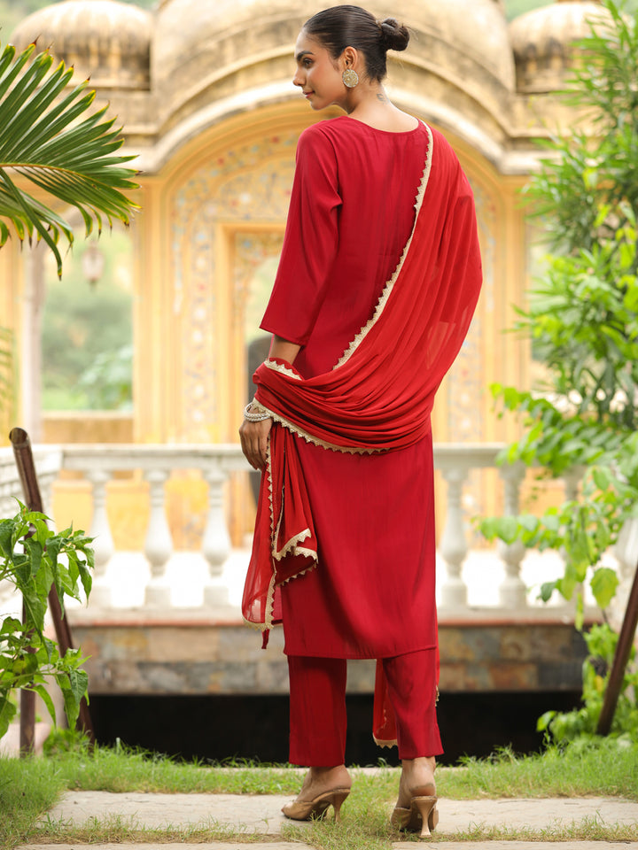 Maroon-Chanderi-Straight-Embroidered-3-Piece-Kurta-Set