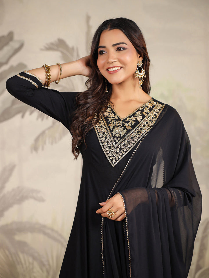 Black-Rayon-Anarkali-Embroidered-3-Piece-Kurta-Set