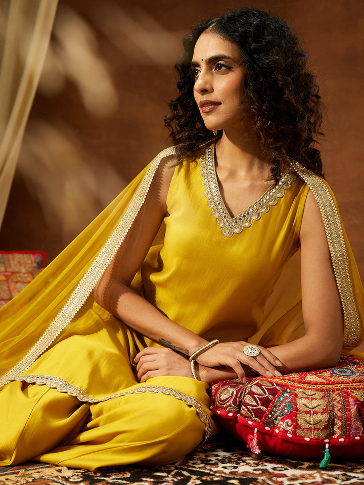 Yellow 3-Piece Sharara Set