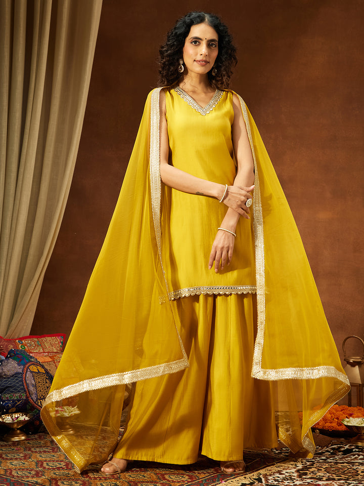 Yellow 3-Piece Sharara Set
