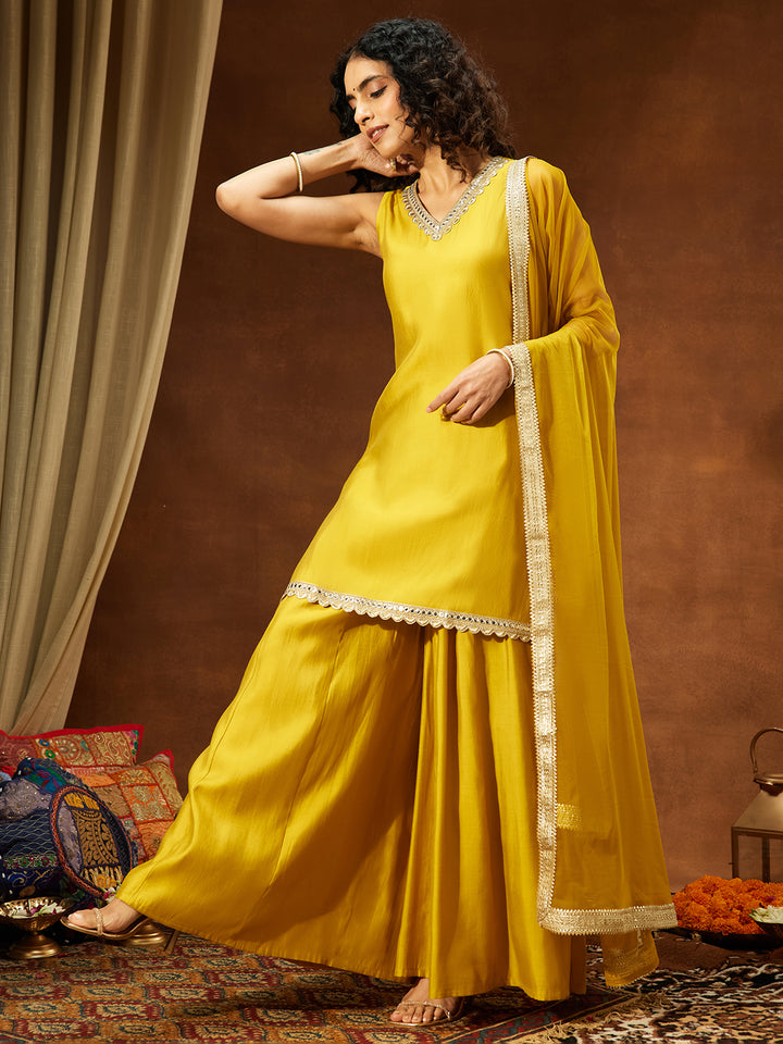 Yellow 3-Piece Sharara Set