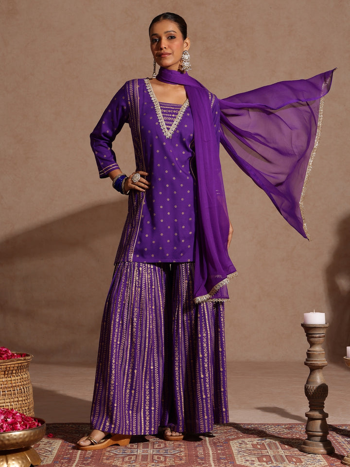 Purple 3-Piece Sharara Set