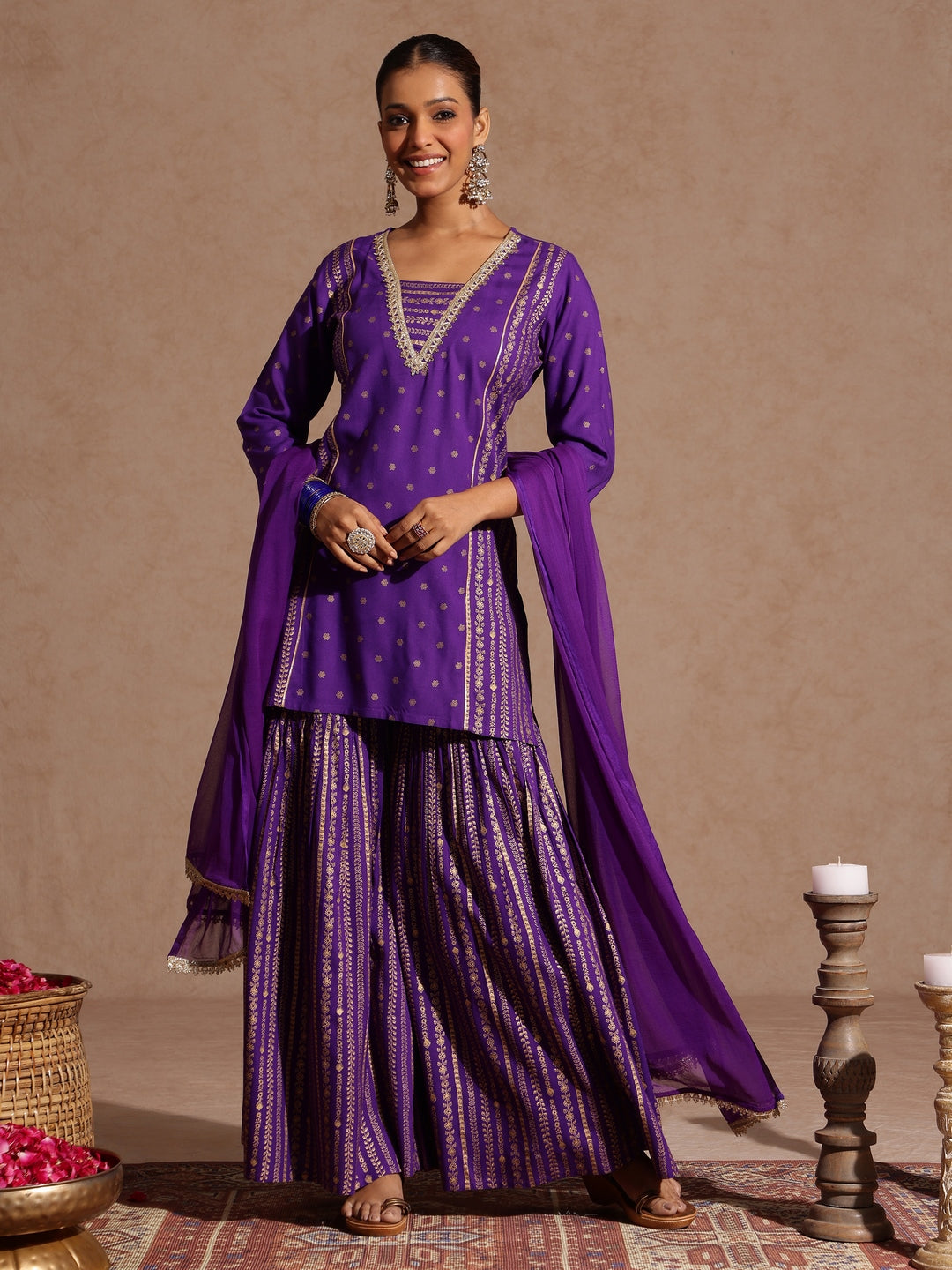 Purple 3-Piece Sharara Set