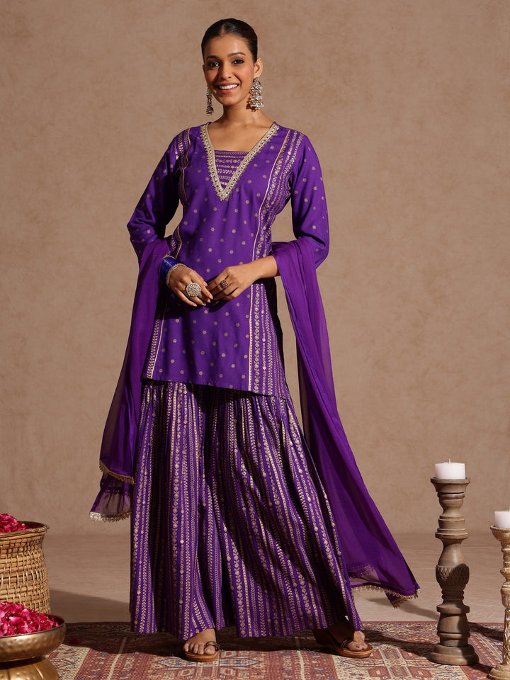 Purple 3-Piece Sharara Set