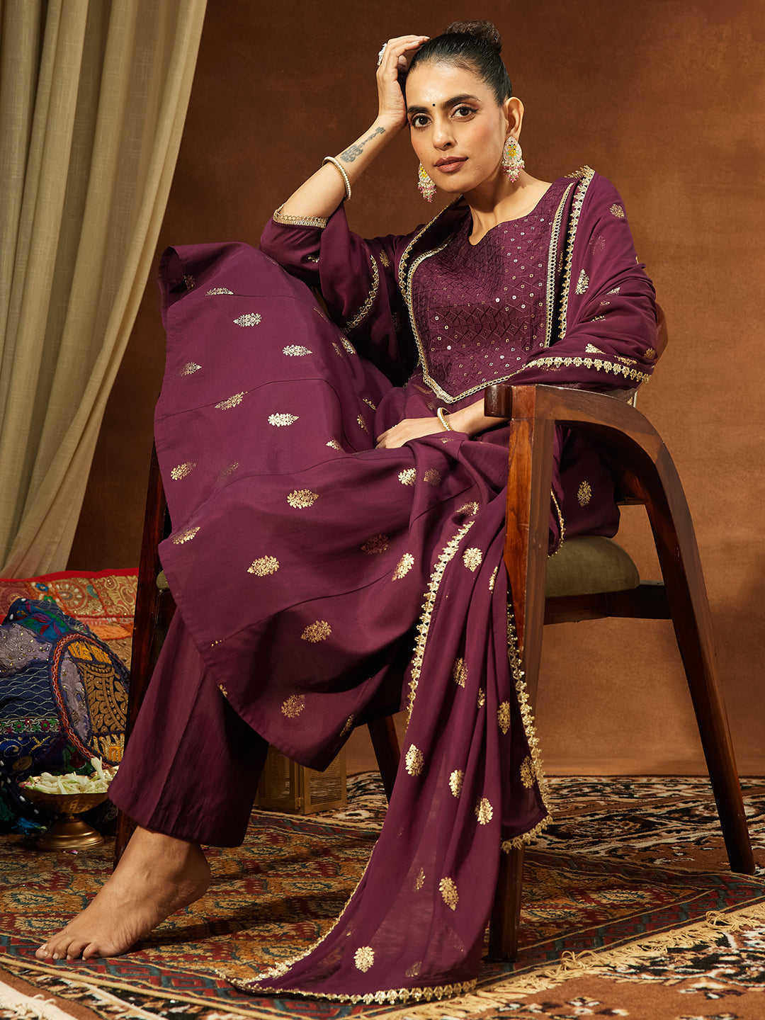 Red 3-Piece Kurta Set