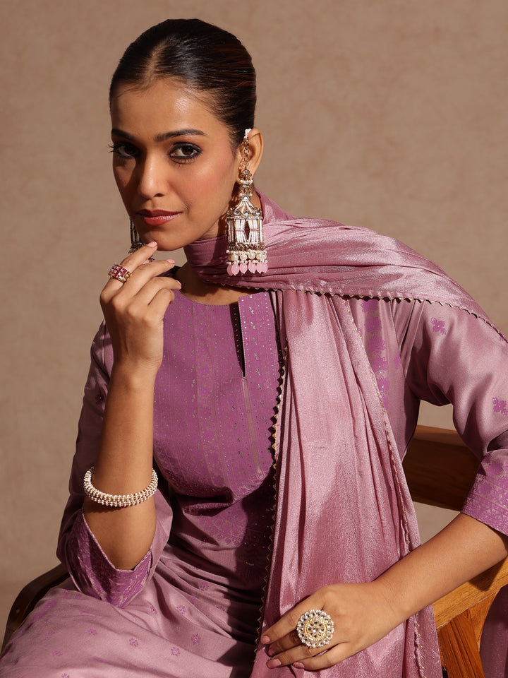 Purple Silk Blend Embellished 3-Piece Kurta Set