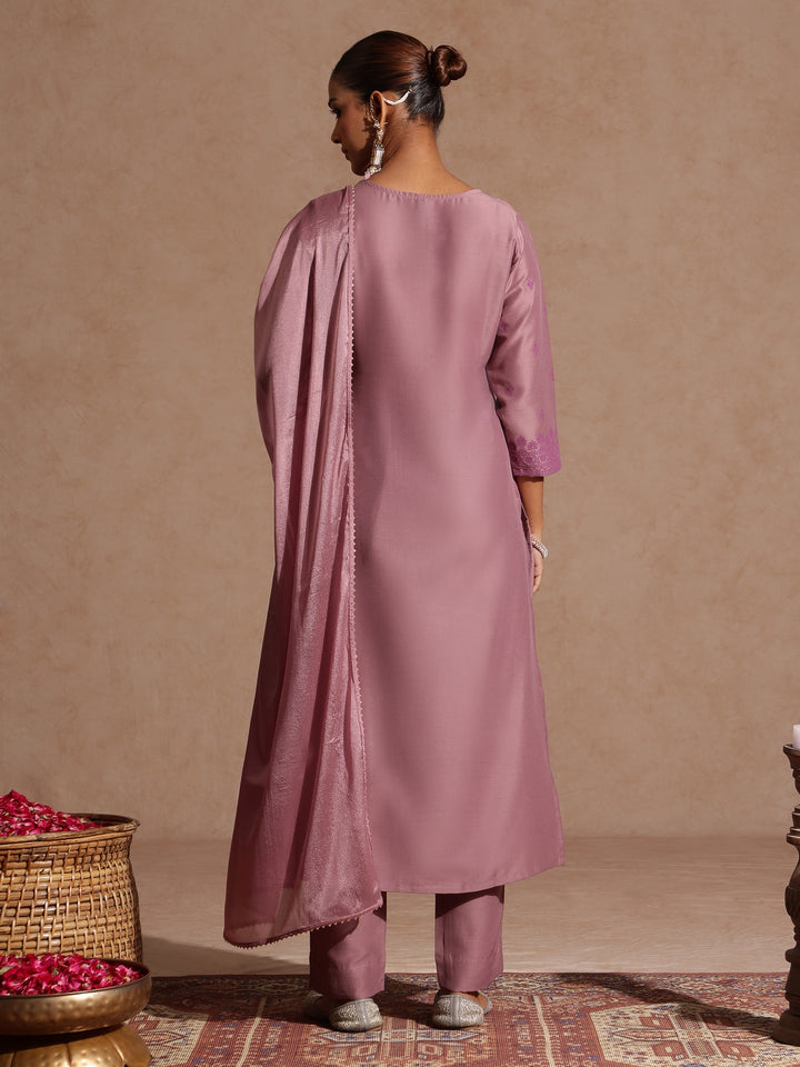 Purple Silk Blend Embellished 3-Piece Kurta Set