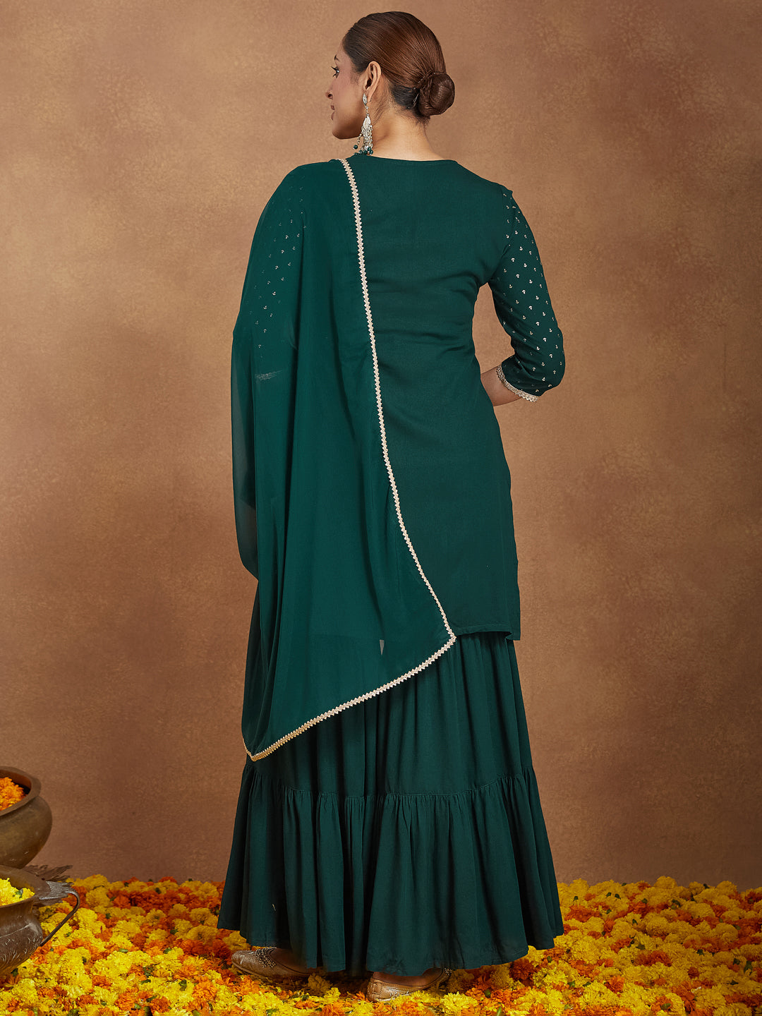 Green-Rayon-Straight-Foil-Print-3-Piece-Kurta-Set