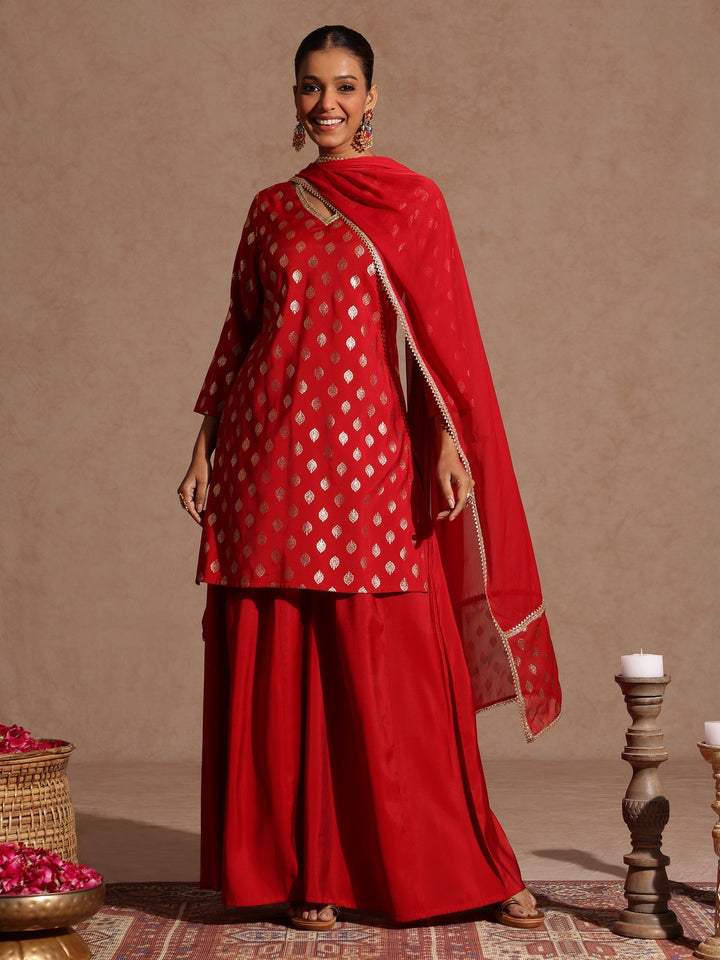 Red 3-Piece Sharara Set