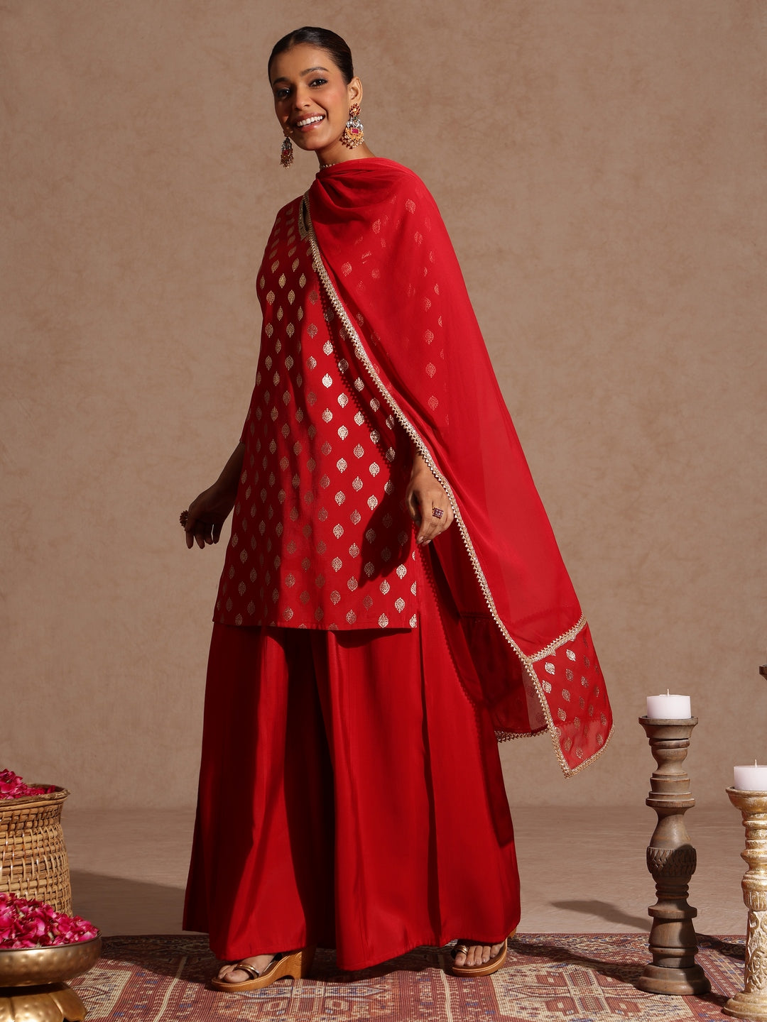 Red 3-Piece Sharara Set