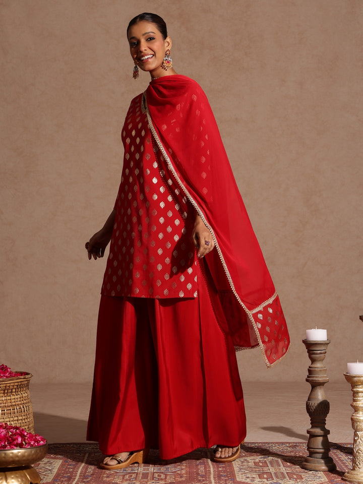 Red 3-Piece Sharara Set