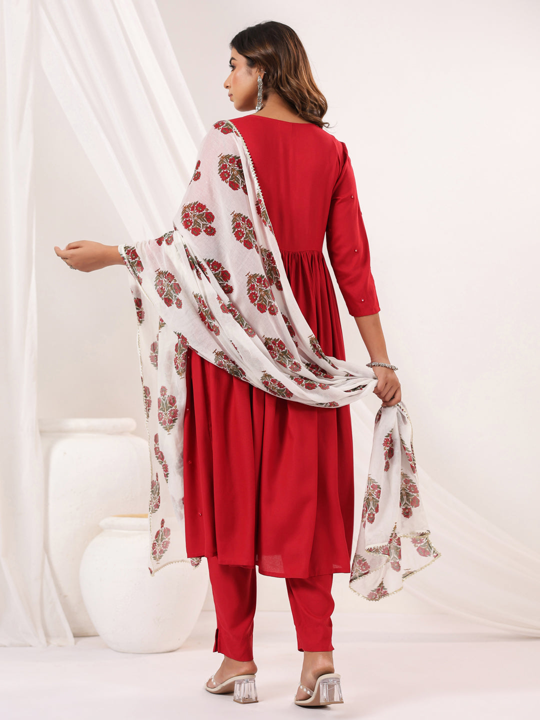 Red-Rayon-A-Line-Embellished-3-Piece-Kurta-Set