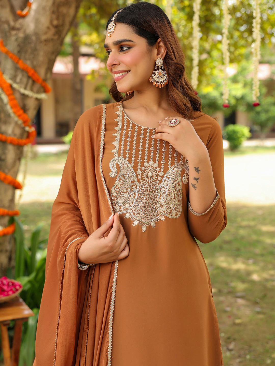 Brown-Weightless-Georgette-Straight-Embroidered-3-Piece-Kurta-Set