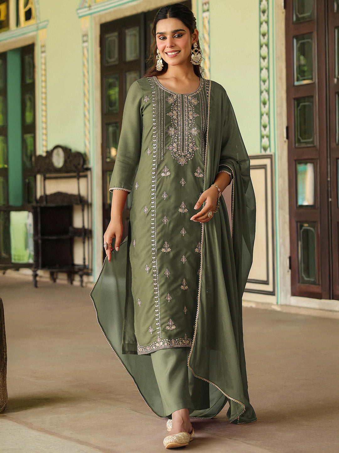 Green 3-Piece Kurta Set
