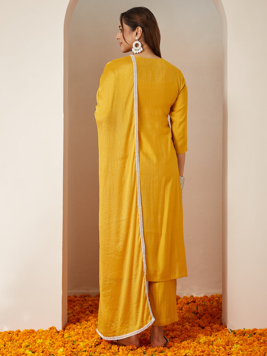 Mustard-Silk-Blend-Straight-Embroidered-3-Piece-Kurta-Set