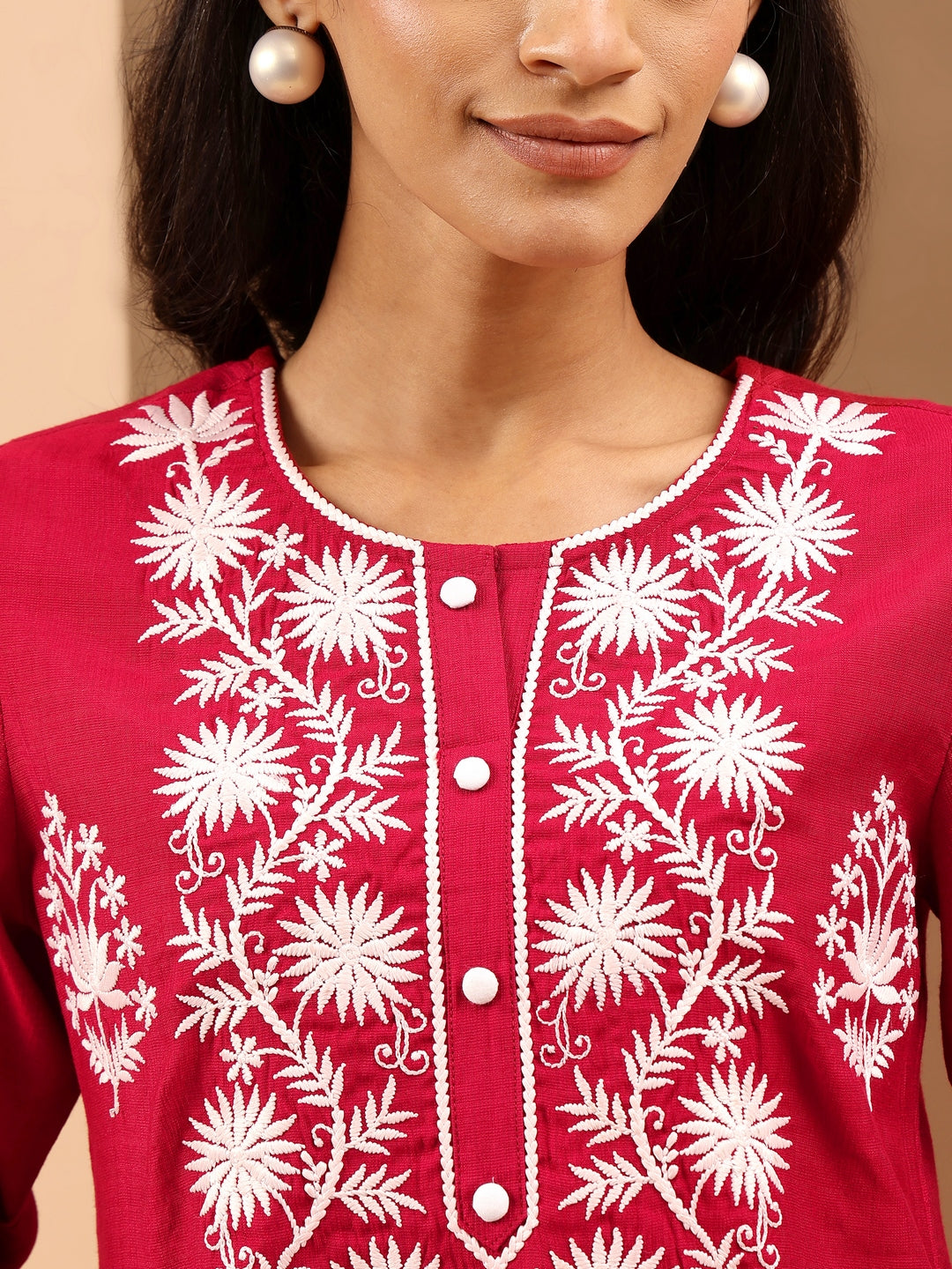 Maroon Silk Blend Embroidered 3-Piece Kurta Set