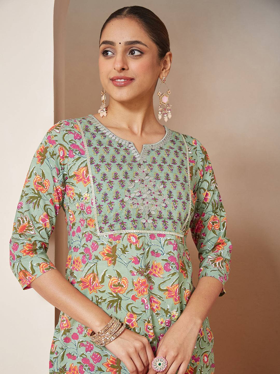Mint-Cambric-A-Line-Floral-Printed-3-Piece-Kurta-Set