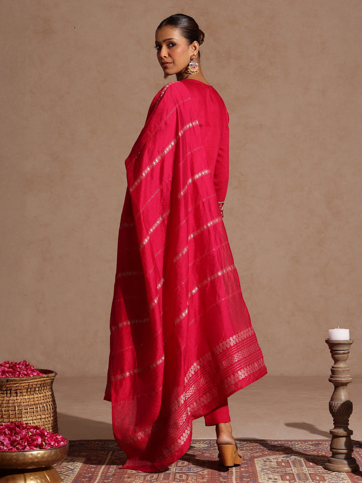 Pink Silk Blend Embroidered 3-Piece Kurta Set