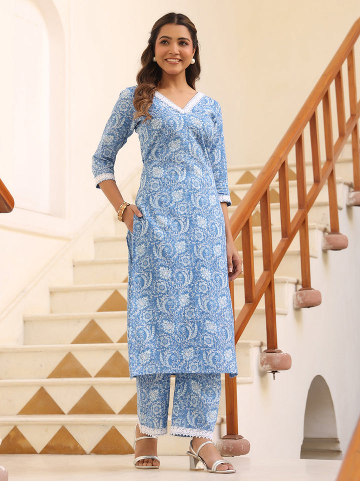 Light-Blue-Cotton-Floral-Straight-Kurta-Set