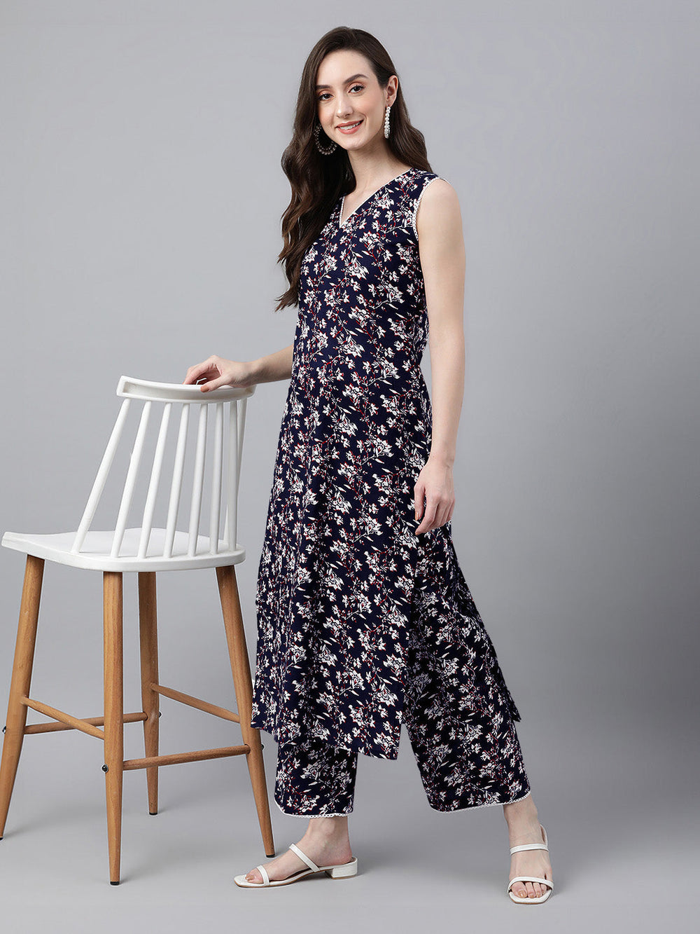 Navy-Blue-Cotton-Floral-Printed-Kurta-Set