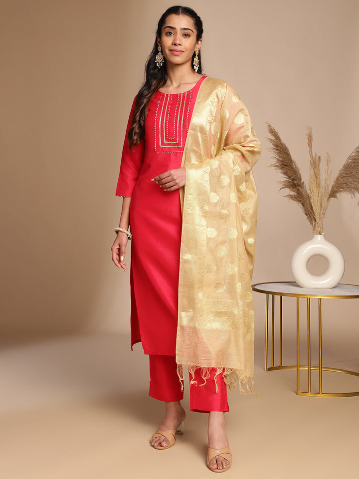 Pink-Crepe-Silk-Yoke-Design-3-Piece-Kurta-Set