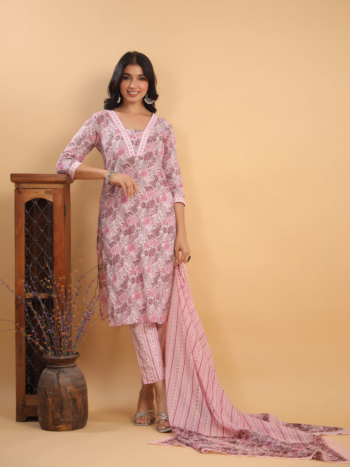 Pink-Cotton-Straight-Floral-Printed-3-Piece-Kurta-Set