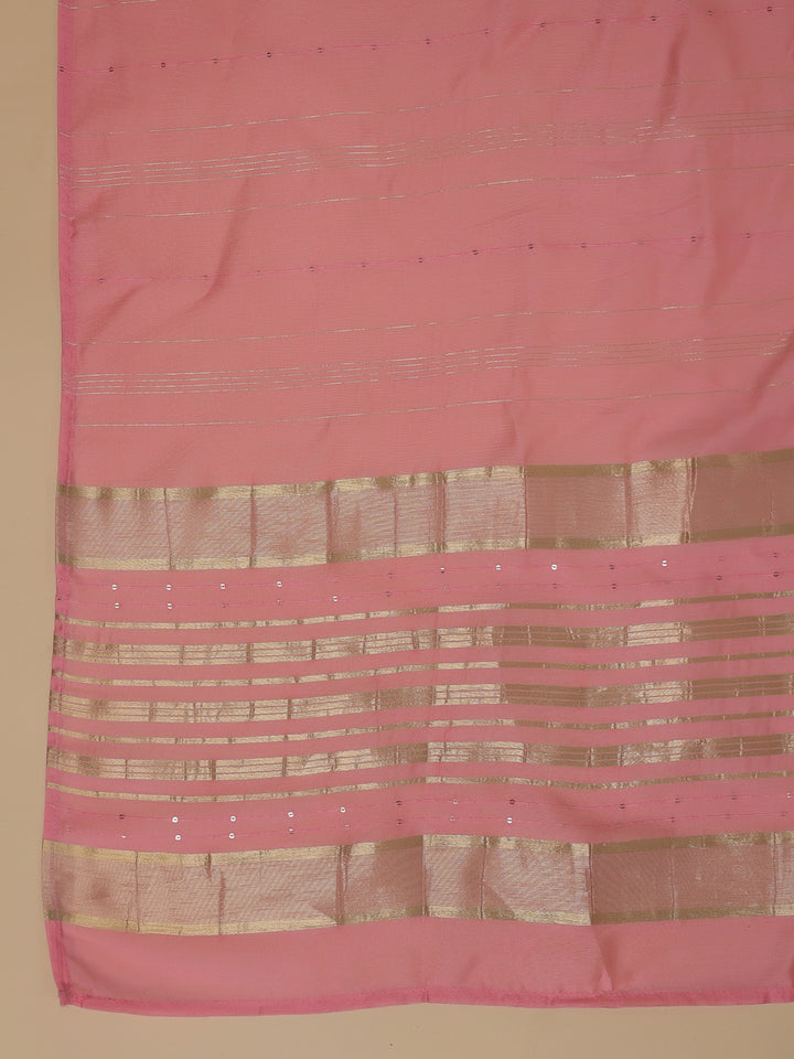 Pink Cotton Blend Straight Solid 3-Piece Kurta Set