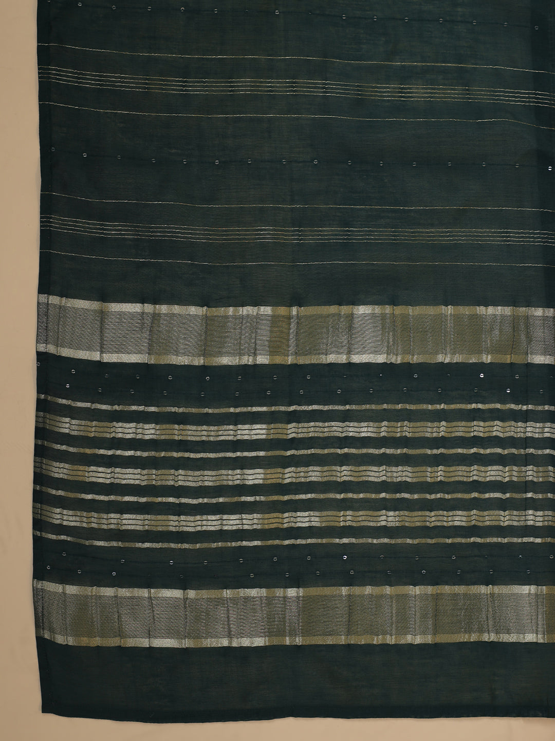 Dark Green Cotton Blend Straight Yoke Embroidered 3-Piece Kurta Set