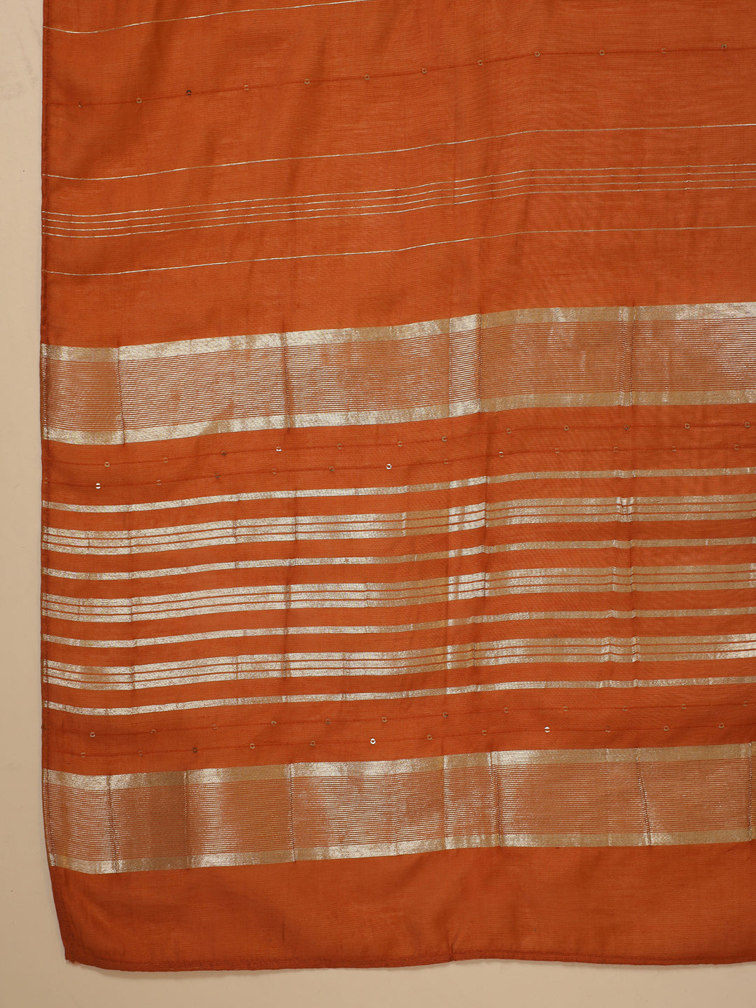 Rust Cotton Blend Straight Yoke Embroidered 3-Piece Kurta Set