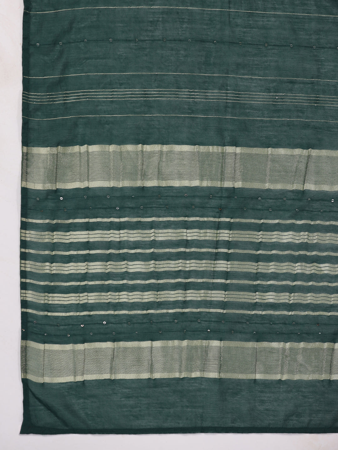 Dark Green Cotton Blend Straight Yoke Design 3-Piece Kurta Set