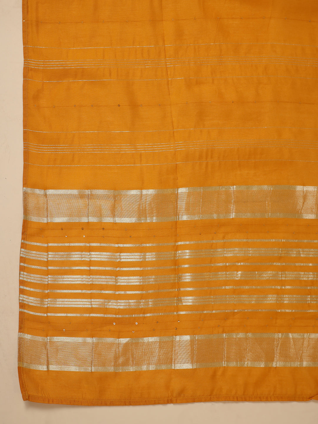 Mustard Cotton Blend Straight Yoke Embroidered 3-Piece Kurta Set