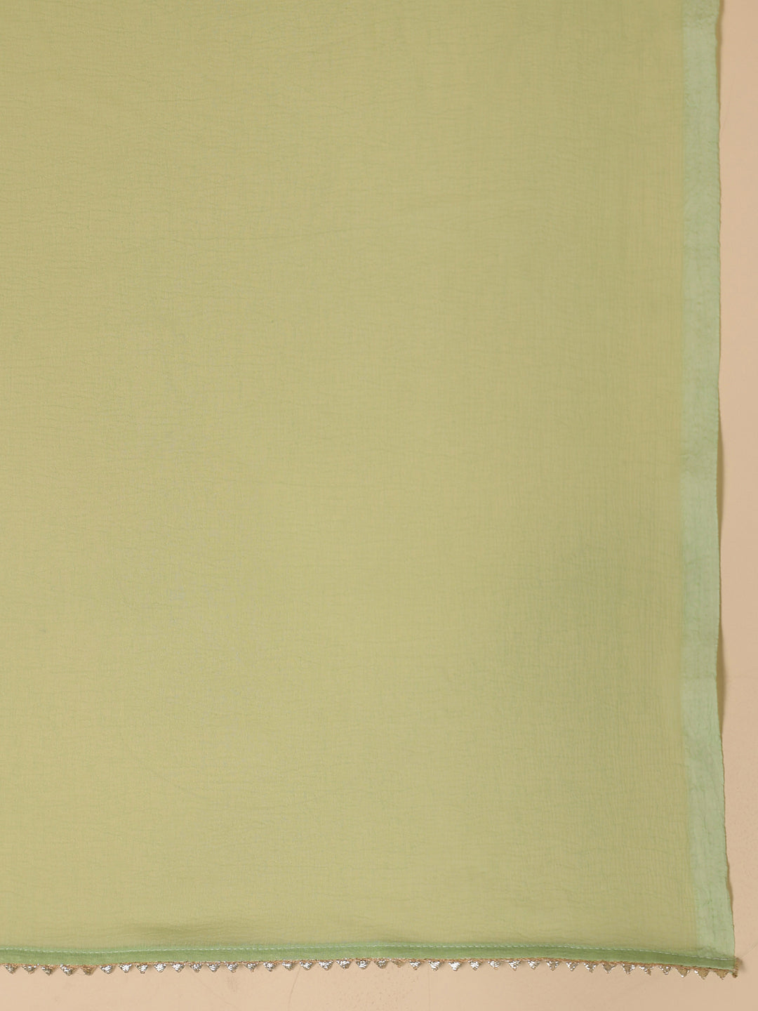 Green Cotton Blend Straight Yoke Embroidered 3-Piece Kurta Set