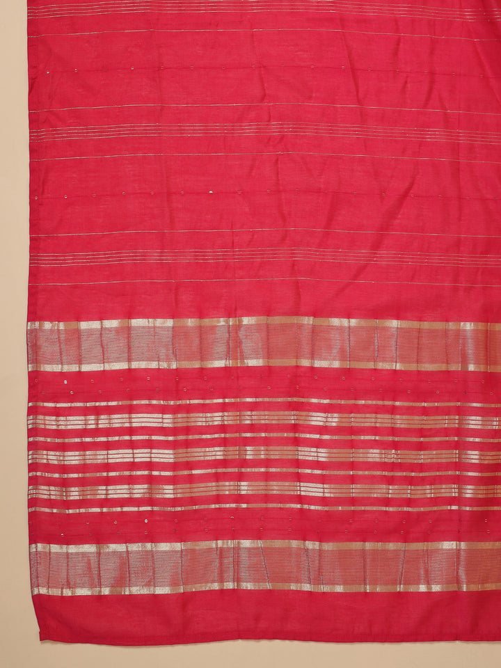 Pink Cotton Blend Straight Solid 3-Piece Kurta Set